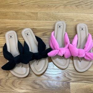 Shade & Shore sandals with terry bow - selling black & pink together - sz 10